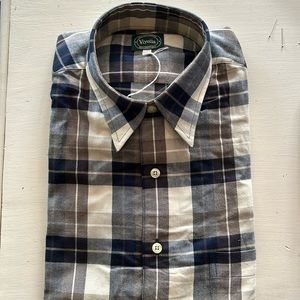 Viyella blue/brown plaid cotton/cashmere long sleeved shirt M